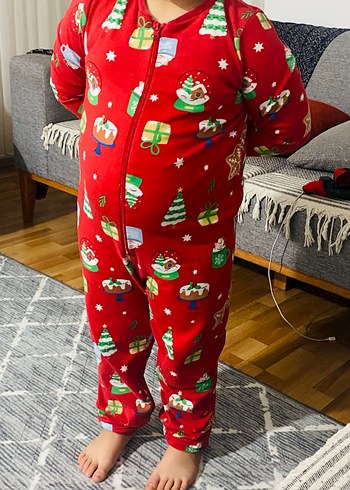 Kırmızı Baskılı Erkek Çocuk tulum - Görsel 2