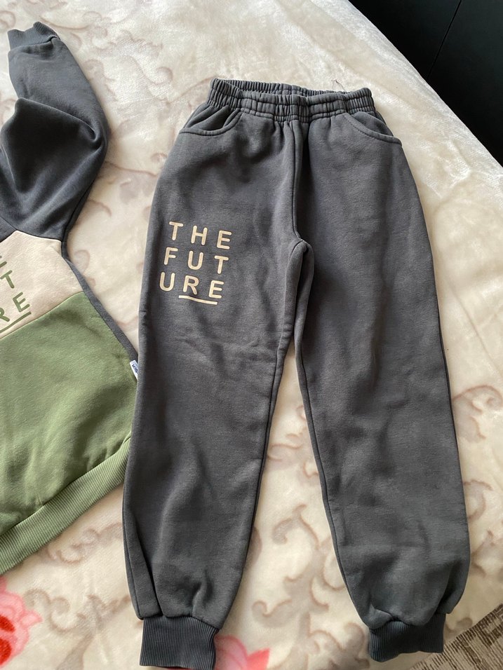 Gri Bebek Erkek Sweatshirt ve Pantolon Takımı - Görsel 5