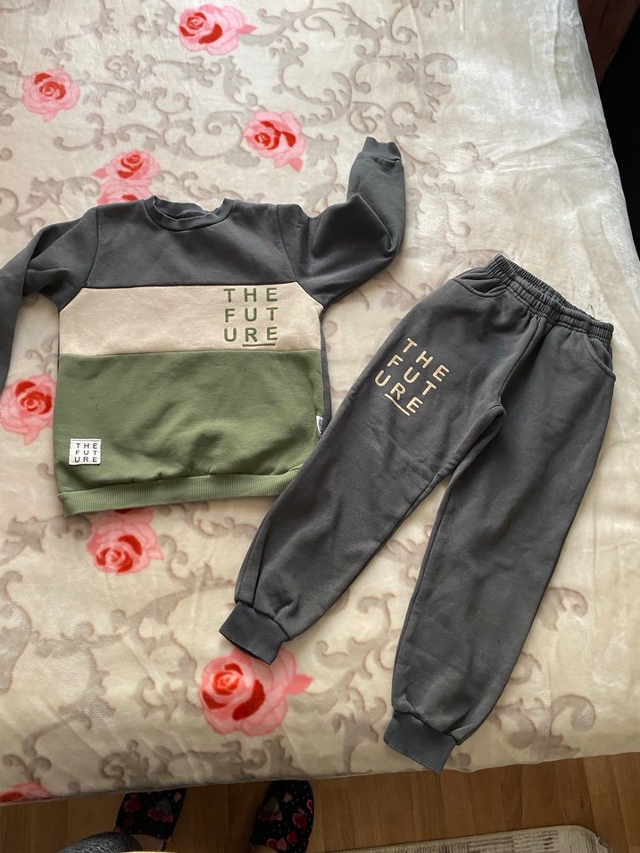 Gri Bebek Erkek Sweatshirt ve Pantolon Takımı - Görsel 2