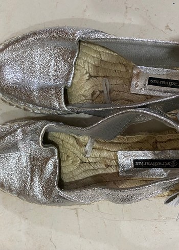 Gümüş Gri Keten Dolgu Topuk Espadril