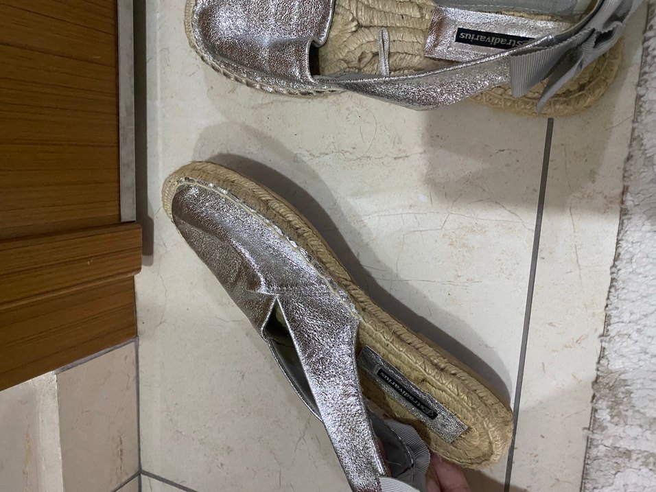 Gümüş Gri Keten Dolgu Topuk Espadril - Görsel 2