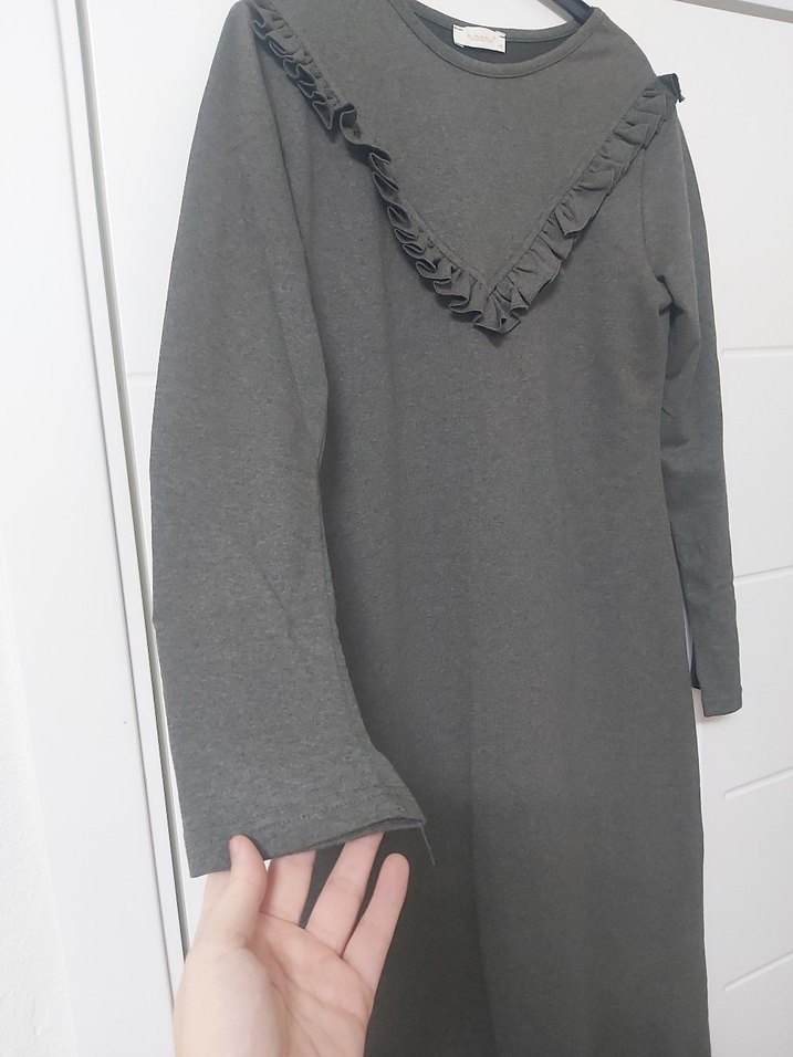 haki tesettür elbise - Görsel 4