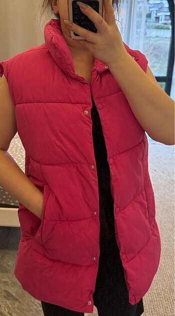 s Beden BERSHKA pembe oversize yelek