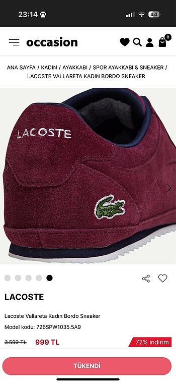 36 Beden Lacoste spor ayakkabı