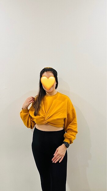 H&M marka hardal renkli sweat