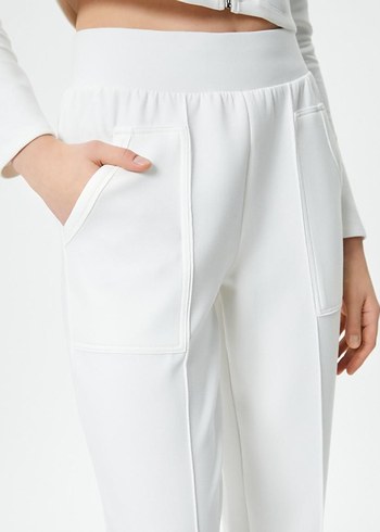 Zara Beyaz Regular Fit Kadın Eşofman Altı