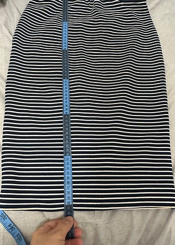 Çizgili Pilili Midi Hamile Eteği - Görsel 4