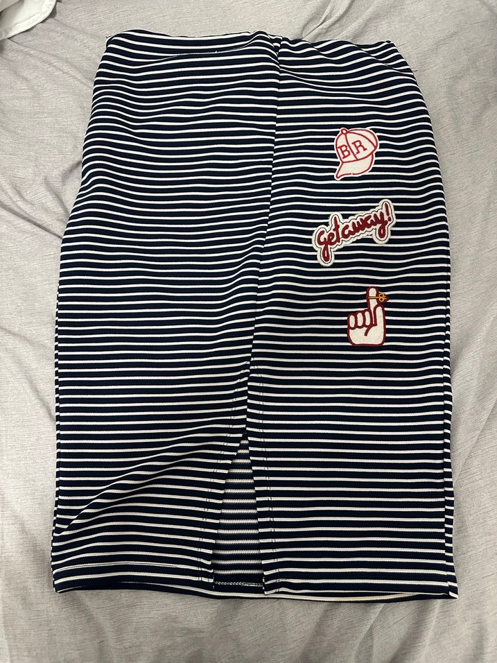 Çizgili Pilili Midi Hamile Eteği - Görsel 5