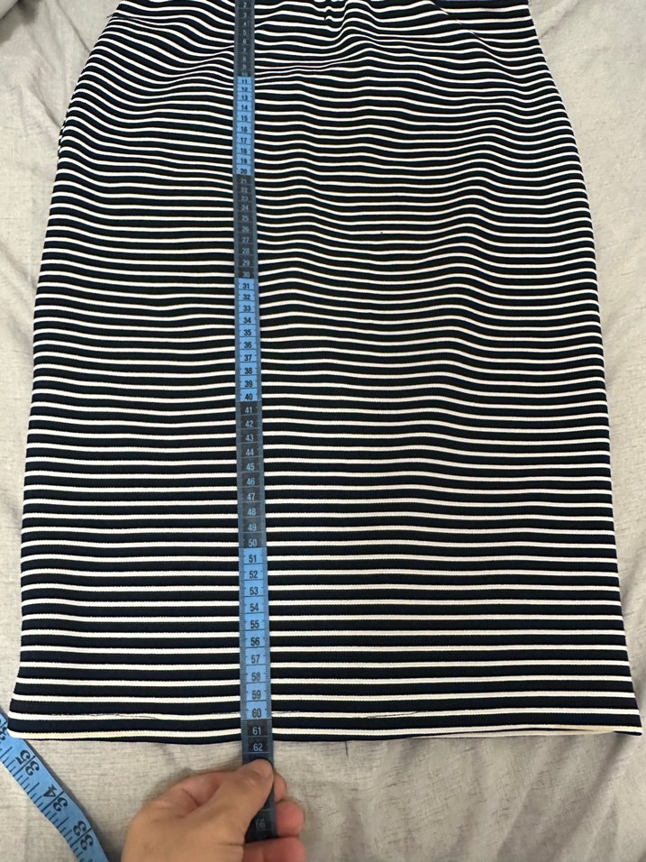 Çizgili Pilili Midi Hamile Eteği - Görsel 4