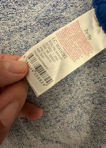 Kapüşonlu Erkek Çocuk Mavi Baskılı Bornoz - Görsel 8