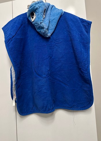 Kapüşonlu Erkek Çocuk Mavi Baskılı Bornoz - Görsel 2