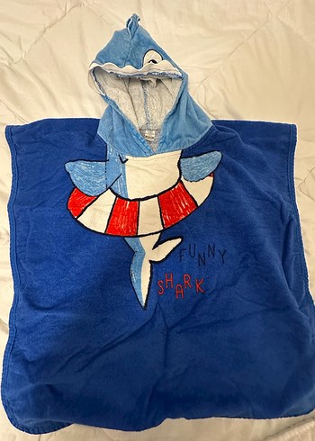 Kapüşonlu Erkek Çocuk Mavi Baskılı Bornoz - Görsel 6