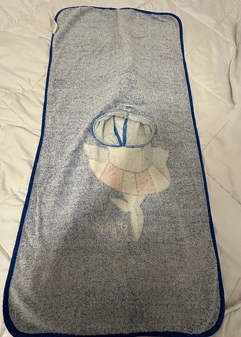 Kapüşonlu Erkek Çocuk Mavi Baskılı Bornoz - Görsel 5