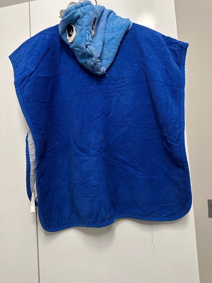 Kapüşonlu Erkek Çocuk Mavi Baskılı Bornoz - Görsel 2