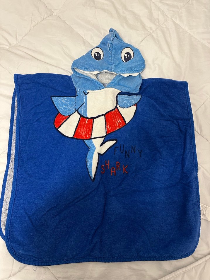 Kapüşonlu Erkek Çocuk Mavi Baskılı Bornoz - Görsel 3