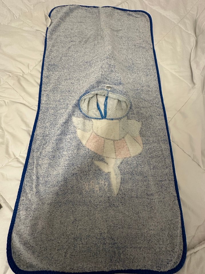 Kapüşonlu Erkek Çocuk Mavi Baskılı Bornoz - Görsel 5