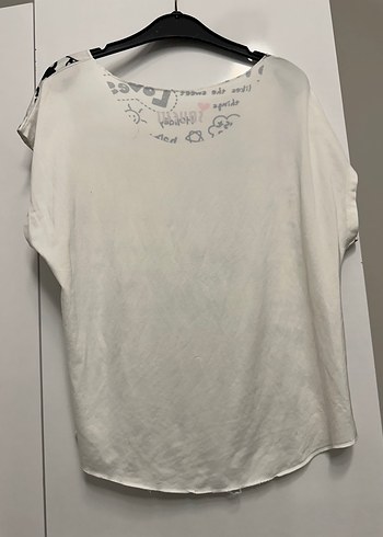 Beyaz Baskılı Kız Tişörtü - Görsel 2