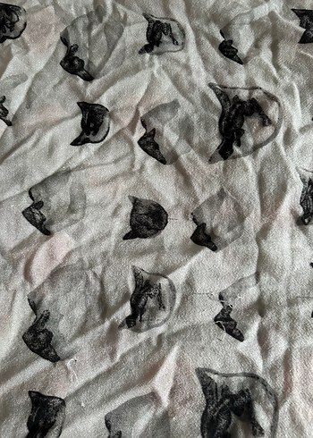 Beden gri Renk Gri Kedi Desenli battaniye örtü