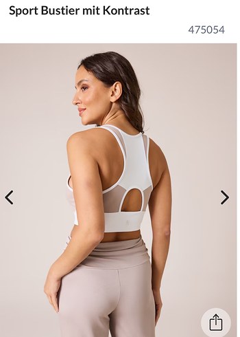 Bej V Yakalı Kısa Spor Büstiyer - Görsel 3