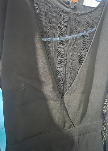 Kadın Siyah Dantel Detaylı Uzun Tulum - Görsel 2