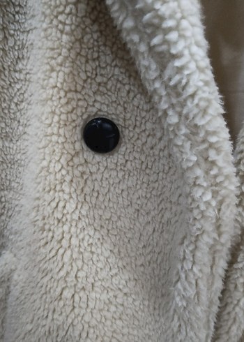40 Beden Bej Peluş Midi Kadın Kaban