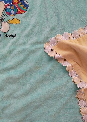 Turkuaz Nakışlı Çocuk Battaniyesi - Görsel 3