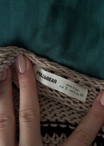 Kahverengi Dik Yaka Örgü Kadın Kazak - Görsel 3