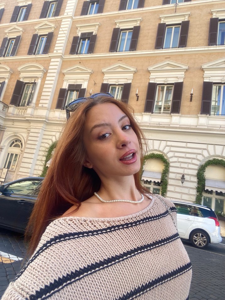 Kahverengi Dik Yaka Örgü Kadın Kazak - Görsel 5