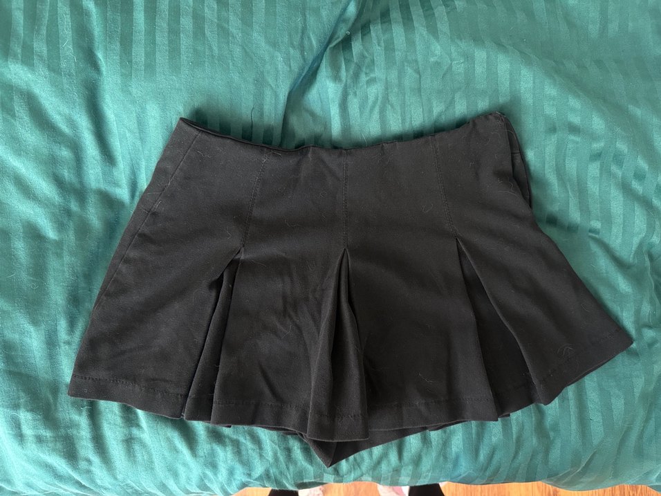 Kadın Siyah Pilili Mini şort Etek - Görsel 3