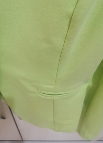 s Beden yeşil Renk Yeşil Dantelli Blazer Ceket 