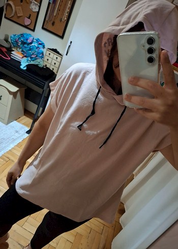 Pembe Kapüşonlu Kadın Sweatshirt