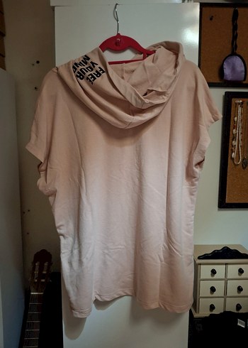 xxl Beden pembe Renk Pembe Kapüşonlu Kadın Sweatshirt