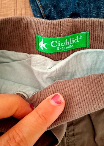 6-9 Ay Beden Erkek Çocuk Kahverengi Düğmeli Bol Kesim Kot Pantolon
