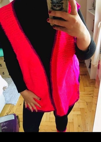 Pembe Örgü Yelek ve Çorap Seti - Görsel 6