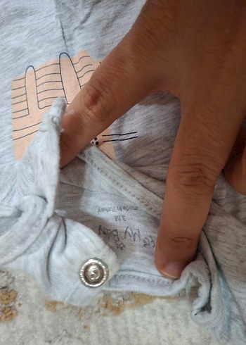 Gri Kaplumbağa Yaka Bebek Erkek Body - Görsel 2