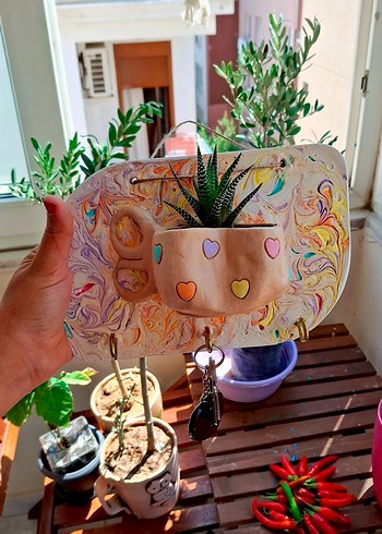 Ikea Pastel Renkli Duvar Saksısı ve Anahtarlık Askısı