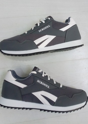 Gri Erkek Spor Ayakkabı Battal boy Velcro Detaylı - Görsel 2