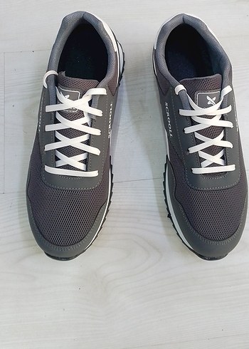 Gri Erkek Spor Ayakkabı Battal boy Velcro Detaylı - Görsel 5