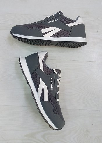 Gri Erkek Spor Ayakkabı Battal boy Velcro Detaylı - Görsel 7