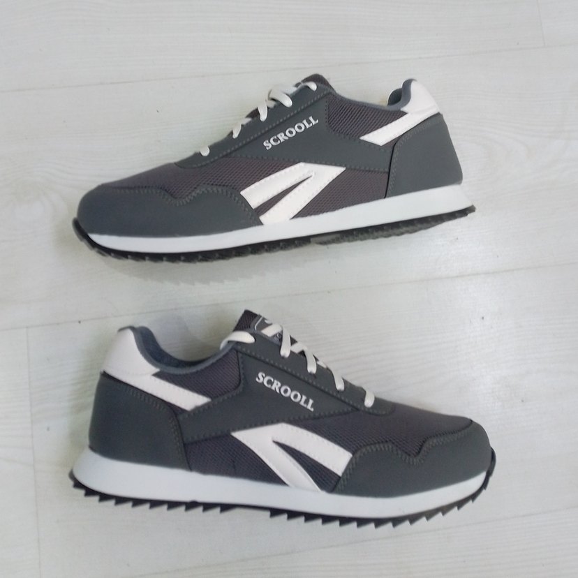 Gri Erkek Spor Ayakkabı Battal boy Velcro Detaylı - Görsel 2