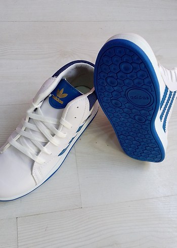 Beyaz Mavi Bağcıklı Spor Ayakkabı - Görsel 4