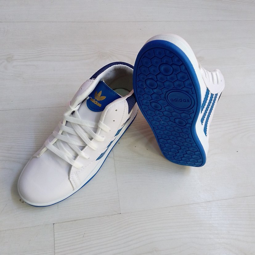 Beyaz Mavi Bağcıklı Spor Ayakkabı - Görsel 4