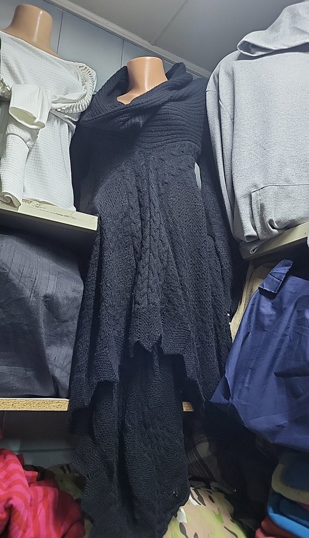 Gri Uzun Kollu Drapeli Kadın Triko Elbise - Görsel 2