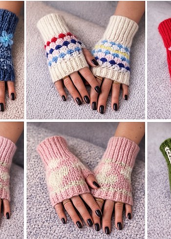 El örgüsü dikişsiz yarım parmak eldivenler - Görsel 9