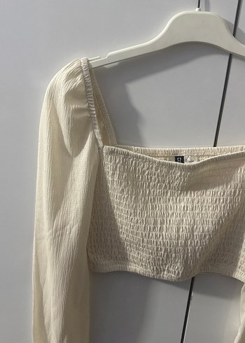 Kadın Beyaz Keten Mini Bluz - Görsel 3