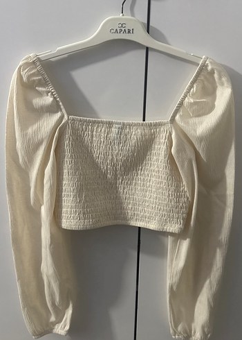 Kadın Beyaz Keten Mini Bluz - Görsel 4