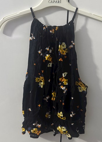 Çiçek Desenli Siyah Askılı Bluz - Görsel 4