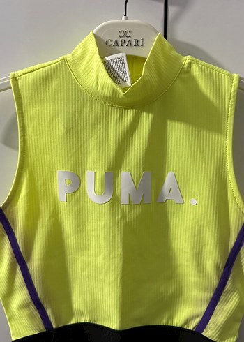 Sarı Yüksek Yakalı Spor Crop Atlet - Görsel 2