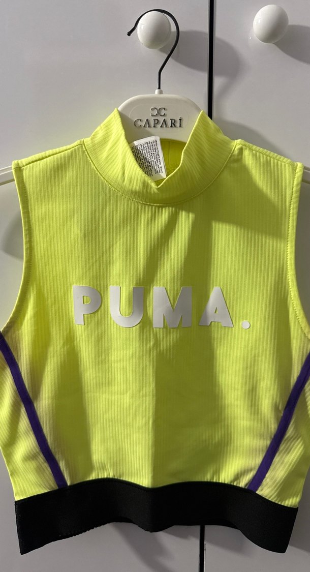 Sarı Yüksek Yakalı Spor Crop Atlet - Görsel 2