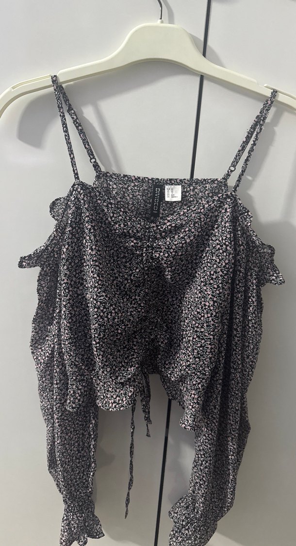 Gri Bağcıklı Salaş Mini Bluz - Görsel 4